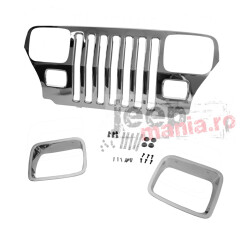 Chrome Grille Overlay, 87-95 Jeep Wrangler YJ