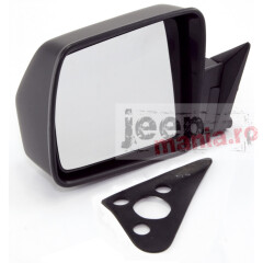 Black Manual Left Side Mirror, 84-96 Cherokee XJ