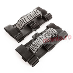 Manere Paracord , Gri/Negru, Pereche  pentru 55+ Jeep CJ/Wrangler/Gladiator