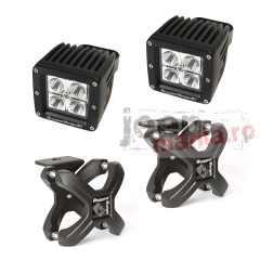 Small X-Clamp & Sq. LED Light Kit, Text. Blk, 2-Pc