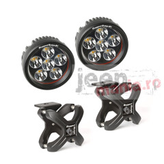 Small X-Clamp & Rd. LED Light Kit, Text. Blk, 2-Pc