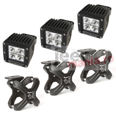 Large X-Clamp & Sq. LED Light Kit, Text. Blk, 3-Pc