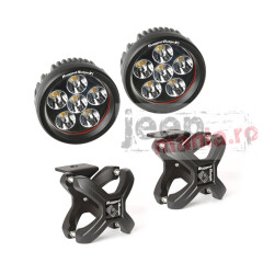 Large X-Clamp & Rd. LED Light Kit, Text. Blk, 2-Pc