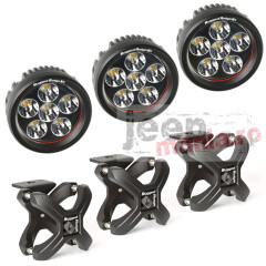 Large X-Clamp & Rd. LED Light Kit, Text. Blk, 3-Pc