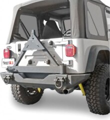 Rugged Ridge - Bara Spate NEAGRA Xtreme Heavy Duty cu Suport Roata Rezerva pt. 76-06 Jeep CJ-5, CJ-7, CJ-8 Scrambler, Wrangler YJ, TJ & Unlimited