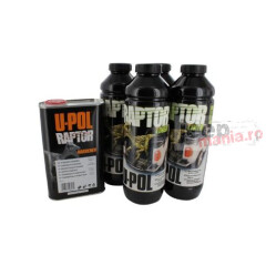 Kit 4 Litri - Vopsea Neagra Texturata U-Pol® RAPTOR, contine Catalizator