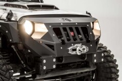 Bara Fata GRUMPER de la FAB FOURS™ cu Suport Troliu pt. 07-18 Jeep Wrangler & Wrangler Unlimited JK