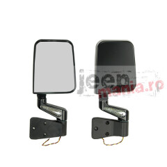 Door Mirror Kit LED Turn Signals Blk 87-02 Wrangle