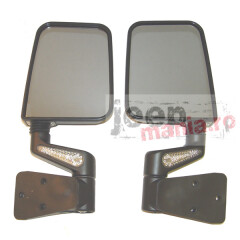 Heated Door Mirror Kit LED Signals Blk 87-02 Wrang