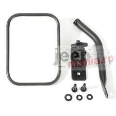 Quick Rlse Mirror, Text. Blk, Rect, 97-17 Wrangler
