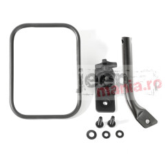 Stubby Trail Mirror, Rect., Txt Blk; 97-18 TJ/JK