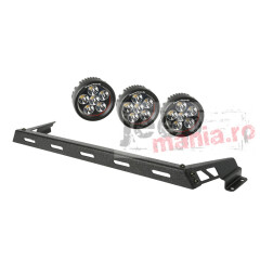 Hood Light Bar Kit, Text. Blk, 3 Rnd LED, 07-17 JK
