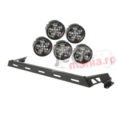 Hood Light Bar Kit, Text. Blk, 5 Rnd LED, 07-17 JK