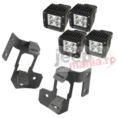 A-Pillar Light Mnt Kit, Text Blk, Sq LED, 07-18 JK