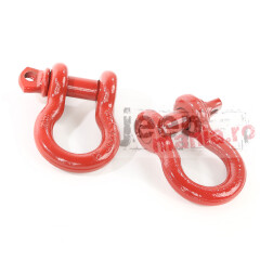 D-Ring Shackles, 3/4-Inch, Red, Steel, Pair