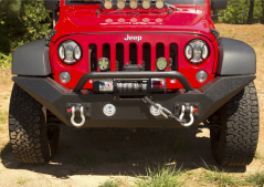 Bara Fata SPARTAN cu Suport Troliu incorporat, Bullbar cu prinderi pentru proiectoare si terminatii aripi ridicate pt. 07-18 Jeep Wrangler JK & JKU