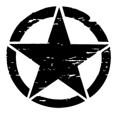 US Army Star Military Decal Black for Jeep Wrangler AII Type 48x48