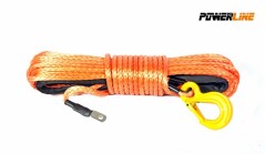 Cablu sintetic cu carlig tractare PowerLine, 28m X 9 mm, 8.5T, GRI sau PORTOCALIU
