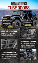 Set Usi Fata Tubulare 1/2 cu Oglinzi, pt Jeep Wrangler 2008-2018 - 2 sau 4 Usi - CARNIVORE